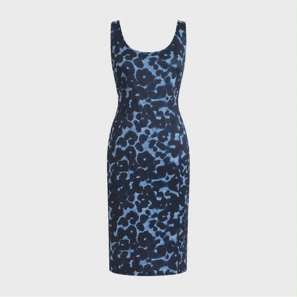 Ann Taylor Dresses & Skirts - NWT. Size 8T. Ann Taylor Blue & Black Leopard Print Sleeveless Sheath Midi Dress